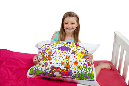 Let’s Create Color Your Own Pillowcase Craft Kit for Kids, Coloring Pillowcase Kids Arts and Crafts Set (Moon cat))