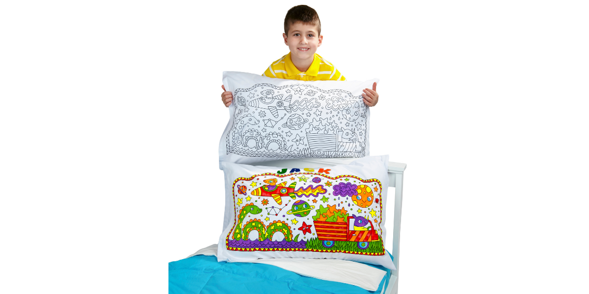 Let’s Create Color Your Own Pillowcase Craft Kit for Kids, Coloring Pillowcase Kids Arts and Crafts Set (Dragon)