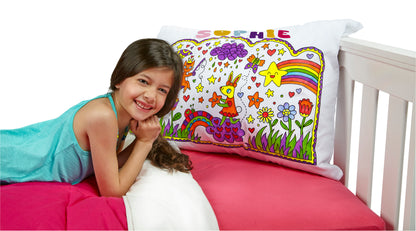 Let’s Create Color Your Own Pillowcase Craft Kit for Kids, Coloring Pillowcase Kids Arts and Crafts Set (Moon cat))